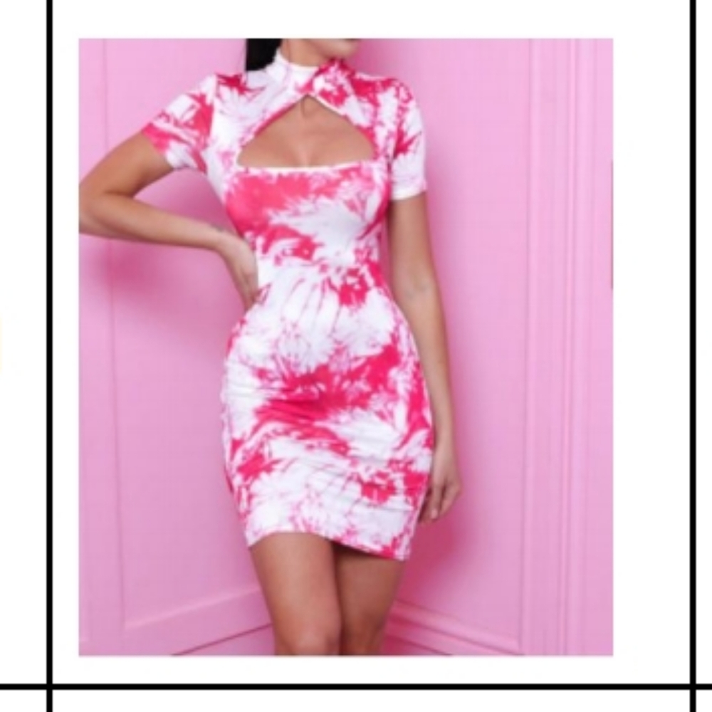 Cute Pink & White tie dye Dress
